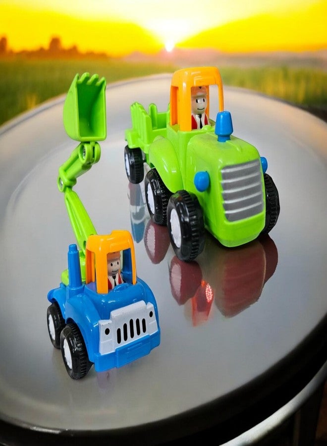 Stylbase Friction Powered Pull Back Vehicles for Kids Toys | Unbreakable Bulldozer Tractor and Trolley Toys for Kids | Push and Go Toy Set for Boys & Girls 3+ Years (Pack of 3) - Image 3